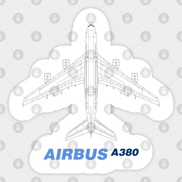 Airbus A380 Top View Sticker by SteveHClark